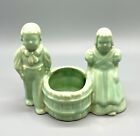 Vintage Planter Boy and Girl Well Pastel Green Pottery Jack and Jill