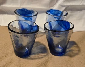 Bormioli Rocco Murano Kobaltblau Wirbel 4" Schwer Glas Becher Italien 4er Set - Bild 1 von 16