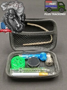 Tobacco Smoking Metal/Glass Pipe Kit - 7 Piece Set 002 - Picture 1 of 10