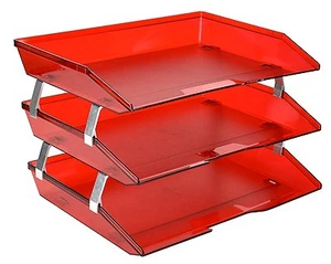 Acrimet Facility 3 Tiers Triple Letter Tray (Clear Red Color) - Picture 1 of 6