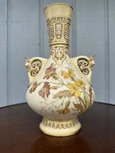 19. Jh. Royal Worcester Porzellan 12 Zoll vergoldete dekorierte Vase signiert Hadley - Bild 1 von 15