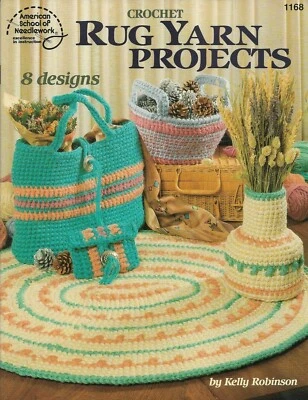 NEW RUG YARN PROJECTS RUG BASKETS HOME DECOR 8 DESIGNS CROCHET PATTERN BOOK  - Image 1 of 2
