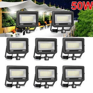 Foco exterior 8X50W LED con detector de movimiento blanco frío IP65 - Imagen 1 de 11