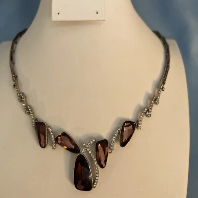 V372 S. Cristal 18K WGP Púrpura Circonita cúbica Collar Fiesta Nupcial. Foto 1 de 4