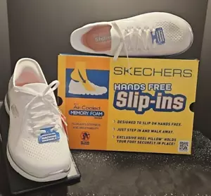Skechers Hands-Free Slip-in Sneakers SN150127W White Size 10 Wide New Box!! 🩷 - Picture 1 of 13