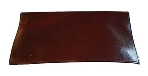 CHECKBOOK COVER Long WALLET Genuine Cherry Brown LEATHER Money CARDS License NEW - Picture 1 of 10