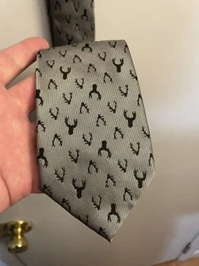 Old Navy Men's Polyester Necktie, Grey Reindeer, 3"wide Holiday - Picture 1 of 6