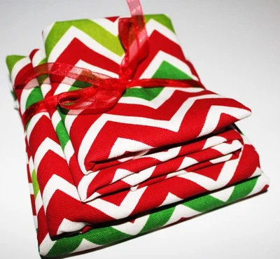 Premier Prints Red & Green Chevron Zoom Zoom ZigZag Fabric - 4 Pieces - Image 1 of 4