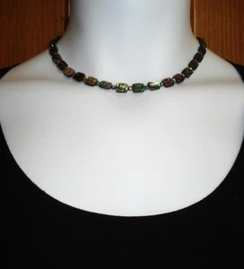 17 1/2 Zoll Abalone jede Perle ist 10 x 8 mm Halskette mit Sterling Knebelverschluss 10 mm - Bild 1 von 21