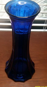 VINTAGE   1940'S  Cobalt Blue Ribbed 10 INCH  Vase  Marked USA - Picture 1 of 3