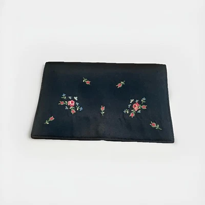 Vintage Black Petite Point Embroidered Evening Clutch Purse-1920's...France - Image 1 of 4