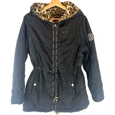 Chaqueta reversible Bebe para mujer talla L - Abrigo parka negro de piel sintética con capucha Foto 1 de 4