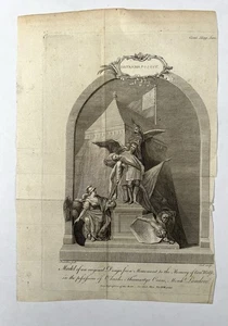 1778 Antique Engraving Gen. Wolfe Monument Design Britannia Posuit Gent. Mag. - Picture 1 of 12