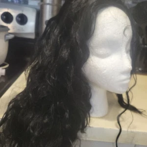 24" Black Long Wavy Hair Topper Wig - Picture 1 of 5