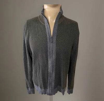Мужской свитер Kenneth Cole New York M на молнии шерстяная смесь Mick Neck оливковый серый - Изображение 1 из 4