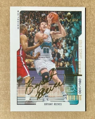 2000-01 Upper Deck MVP Bryant Reeves Gold Script/100 Vancouver Grizzlies Foto 1 de 2