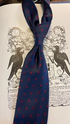 Gravata Croft & Barrow azul marinho vermelha e cobalto 100% seda - Imagem 1 de 4