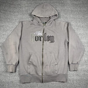 Vintage Hurley Full Zip Hoodie Men’s M Gray Skater Faded Grunge Sweatshirt Y2K - Picture 1 of 10