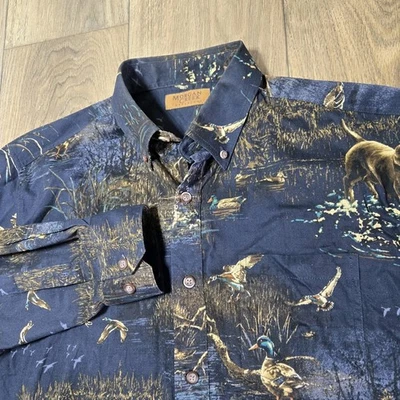Camisa de Colección Morgan Creek Perros y Patos Abotonada Para Hombres Talla M AOP Manga Larga Algodón Foto 1 de 4