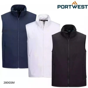 Chaleco de trabajo Portwest Softshell para hombre calentador de cuerpo forrado de lana impermeable sin mangas - Imagen 1 de 10