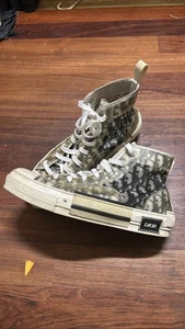 Dior B23 High Top Oblique Black White Transparent Canvas Sneakers - Picture 1 of 1