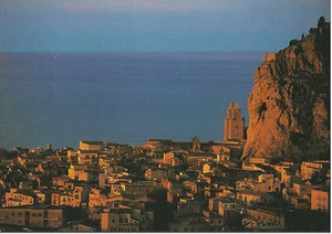 CARTOLINA SICILIA SICILY POSTCARD CEFALU' TRAMONTO E VEDUTA PANORAMICA - Bild 1 von 1