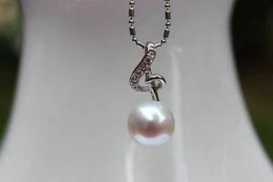 P44 Agua Dulce Perlas Joya Colgante Circonia sin cadena plata 925 CLAVE - Imagen 1 de 1