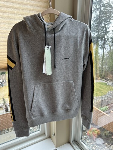 OFF WHITE Felpa con cappuccio grigia bianca sporca