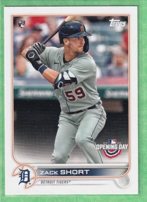 2022 Topps Opening Day #133 Zack Short Detroit Tigers Rookie - Image 1 of 2