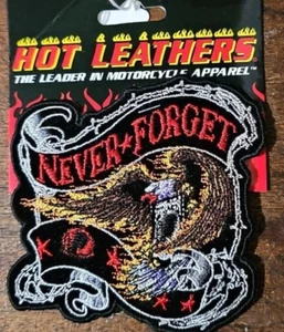 “NEVER FORGET” Embroidered Patch (Hot Leathers) Bikers Motorcycle Apparel - Picture 1 of 4
