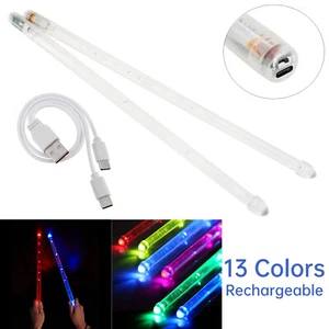 Bright LED Light Up Drumsticks Rechargeable 13 Colors Changing Glow Drum Sticks - Picture 1 of 12