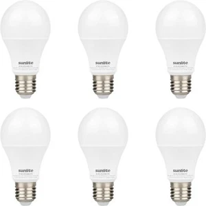 6PK A19 LED Light Bulbs, 9W (60W), 2700K, E26, Enclosed Fixture Rated, 800LM - Picture 1 of 2