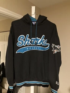 Vintage NHL San Jose Sharks Starter Hoodie  Large Sweatshirt Pullover Sweater - Picture 1 of 2