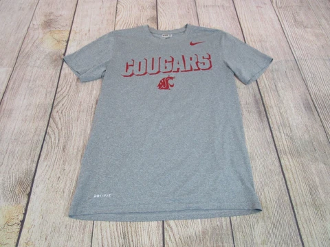 TEAM ISSUED Washington State WSU Cougars Nike Spellout Grey Red T-Shirt Small Cover