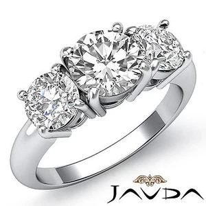 1.75Ctw Round Diamond Gorgeous Engagement 3 Stone Ring GIA F VVS2 14k White Gold - Picture 1 of 7