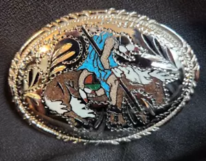 Hebilla de cinturón vintage hecha a mano para hombre ""End Of The Trail"" 4"" x 3"" de S.S.I - Imagen 1 de 3