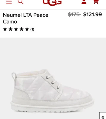 UGG 1136591 Neumel LTA Peace Camo Boot White Poppy Men's Classic Plush Boots  12 - Image 1 of 4