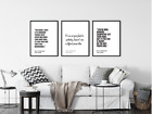 Set of 3 Alice in Wonderland Prints Classic Quotes Art Poster Text Picture Wall 