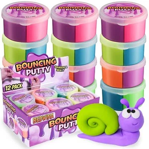 Neon Bouncing Putty – Bulk Pack of 12 Fluffy DIY Slime Ball Sensory Toys for ... - Picture 1 of 7