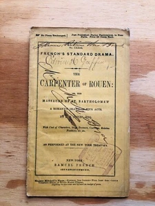 CARPENTER OF ROUEN J. S. Jones Samuel French Autographed? Paper 34p 1837 Fair++ - Imagen 1 de 3