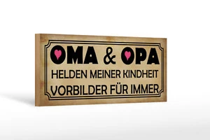 Holzschild Spruch 27x10cm Oma Opa Helden meiner Kindheit Deko Schild wooden sign - Picture 1 of 5