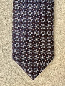 ETON brown + blue medallion silk jacquard tie NWT - Picture 1 of 5