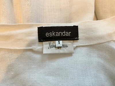 ESKANDAR Linen Jacket Topper Size 1 Neiman Marcus Lagenlook Oversize White - Image 1 of 4
