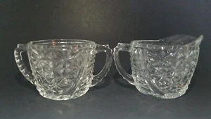 Vintage Anchor Hocking Clear Cut Glass Sugar NO Lid & Creamer containers - Picture 1 of 6