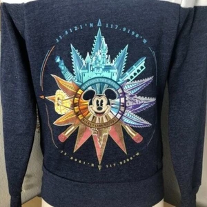 Disney Parks Resort Spirit Wear Hoodie Womens sz XS Blue Heavily Embroidered NEW - Picture 1 of 10