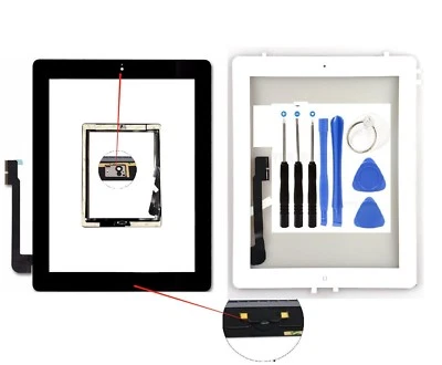 For iPad 3 A1416 A1403 A1430 Front Touch Screen Glass Lens Digitizer Replacement - Image 1 of 4