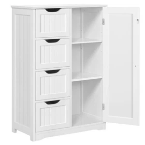 Mueble de baño organizador de almacenamiento independiente de madera con 4 cajones, blanco - Imagen 1 de 13