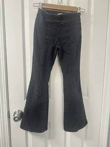 Chelsea & Violet Girls Size M Bell Bottom Flare Leg Black Denim Pants 70s Style - Picture 1 of 10