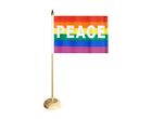 Tischflagge Regenbogen mit PEACE Friedens Tischfahne 15x22cm