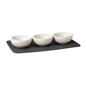 Dip Bowls with Plate Villeroy & Boch New Moon Set - Picture 1 of 8
